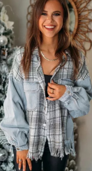 ❣️HP❣️New tweed denim fringe jacket - Picture 4 of 13